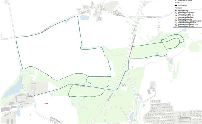 Kort over ridestier omkring Vilhelmsborg